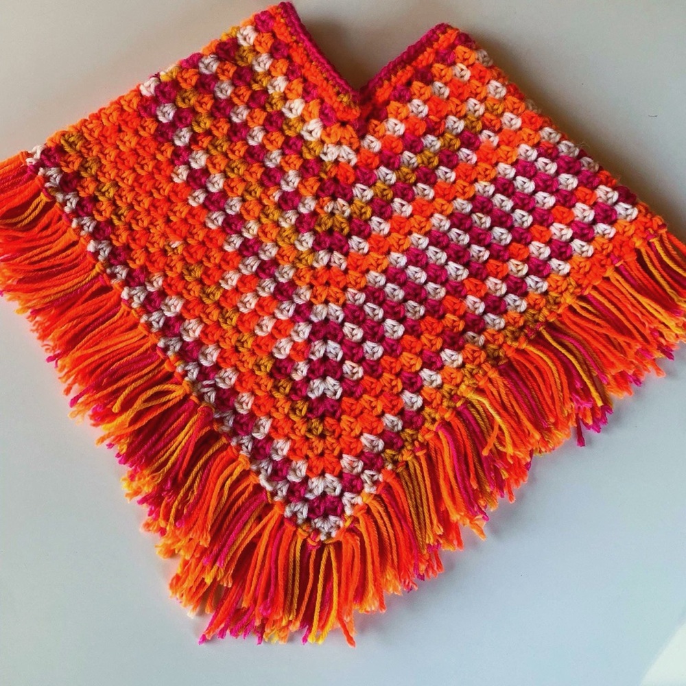Colorful Kids Crochet Poncho